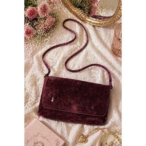 Vintage Burgundy Velvet Clutch Crossbody Bag Coquette Romantic Y2K Evening